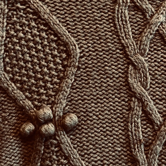 Ann Taylor LOFT Turtleneck Cable Popcorn Knit Lambswool Taupe Like-New Sz M - Picture 8 of 12